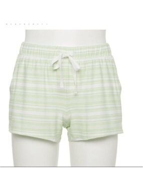 SO pajama short Woman's Juniors XXL green and white striped drawstring waist